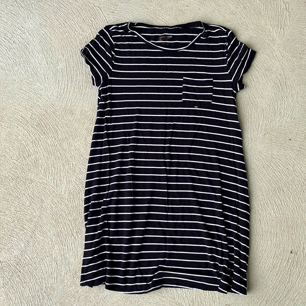 Arizona Black and White Stripped T Shirt Dress